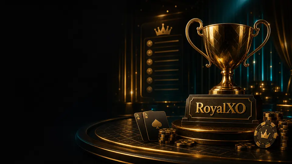 Trofeo RoyalXO con classifica torneo su sfondo scuro